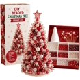 thumbnail image 1 of DIY Beaded Christmas Tree Craft Kit, Complete Tabletop Mini Xmas Tree Making Set with Foam , Pearl Beads, Pins & Star Topper, Handmade Holiday Decor for Ornament, Creative DIY Art Project-A, 1 of 5