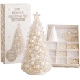 thumbnail image 1 of DIY Beaded Christmas Tree Craft Kit, Complete Tabletop Mini Xmas Tree Making Set with Foam , Pearl Beads, Pins & Star Topper, Handmade Holiday Decor for Ornament, Creative DIY Art Project-E, 1 of 5