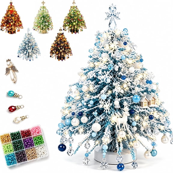 DIY Beaded Christmas Tree Kit, 3D Bead Craft for Adults, Tabletop Decor | Colorful Beads And Wire Form A 3D Tabletop Tree With Guided Steps For Seasonal Crafting, Display, And Handmade Gifting
