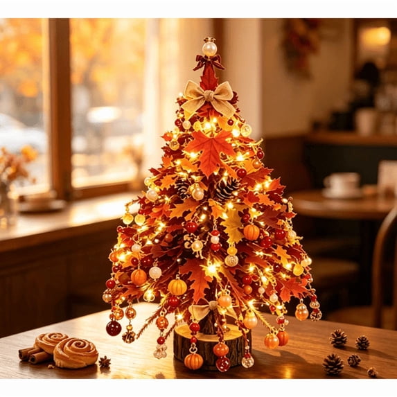 DIY Beaded Christmas Tree Kit, 3D Bead Tree Craft Kit for Adults, Beaded Tabletop Christmas Decor, Holiday Centerpiece for Home, Party Decoration and Creative Gift Giving,Autumn Gold/Red