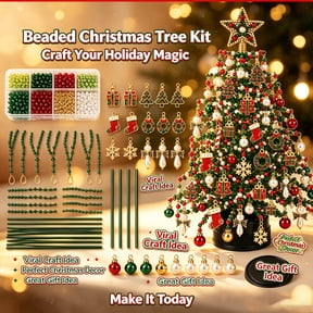 DIY Beaded Christmas Tree Kit, Christmas Decorations Handmade Beads Craft Set, Sparkling Crystal Xmas Ornaments for Table Decor Holiday Gifts by MPOISVA