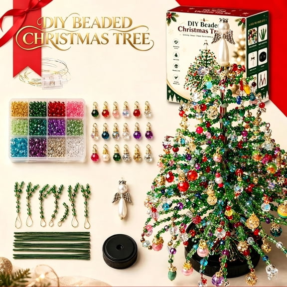 DIY Beaded Christmas Tree Kit, Christmas Decorations Handmade Beads Craft Set, Sparkling Crystal Xmas Ornaments for Table Decor Holiday Gifts by MPOISVA