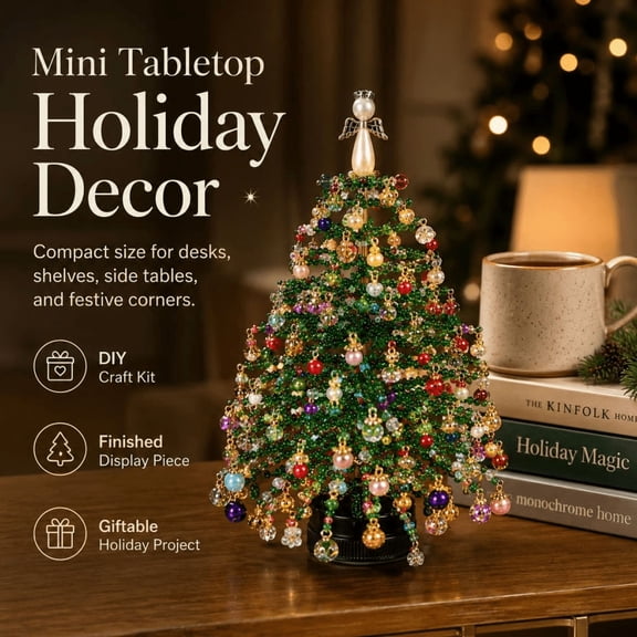 DIY Beaded Christmas Tree Kit – Create Your Own Sparkling Holiday Decoration, Complete Bead Craft Set for Christmas Gift Making & Home Styling (Christmas)