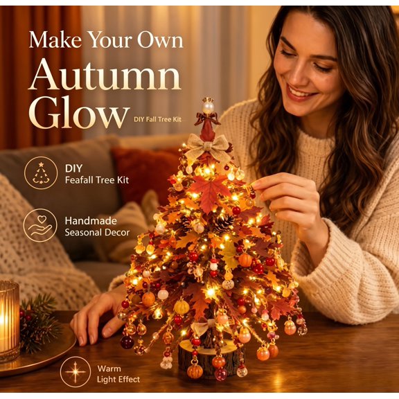 DIY Beaded Christmas Tree Kit, Create Your Own Sparkling Light Up Tabletop Mini Tree, Beginner Friendly Handmade Craft Kit for Desk Shelf Holiday Home Decor & Gift