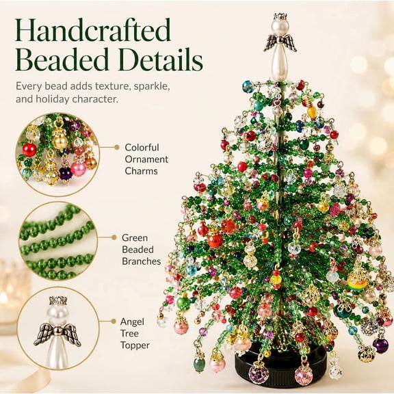 DIY Beaded Christmas Tree Kit – Create Your Own Sparkling Holiday Decoration, Handcraft Bead Supplies to Make Mini Christmas Tree Decor (Christmas)