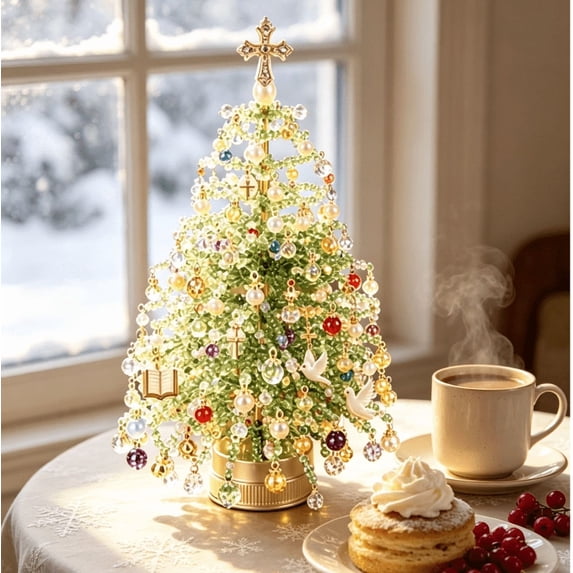 DIY Beaded Christmas Tree Kit, Create Your Own Sparkling Holiday Decoration, Handmade Craft Gift for Christmas Halloween Fall