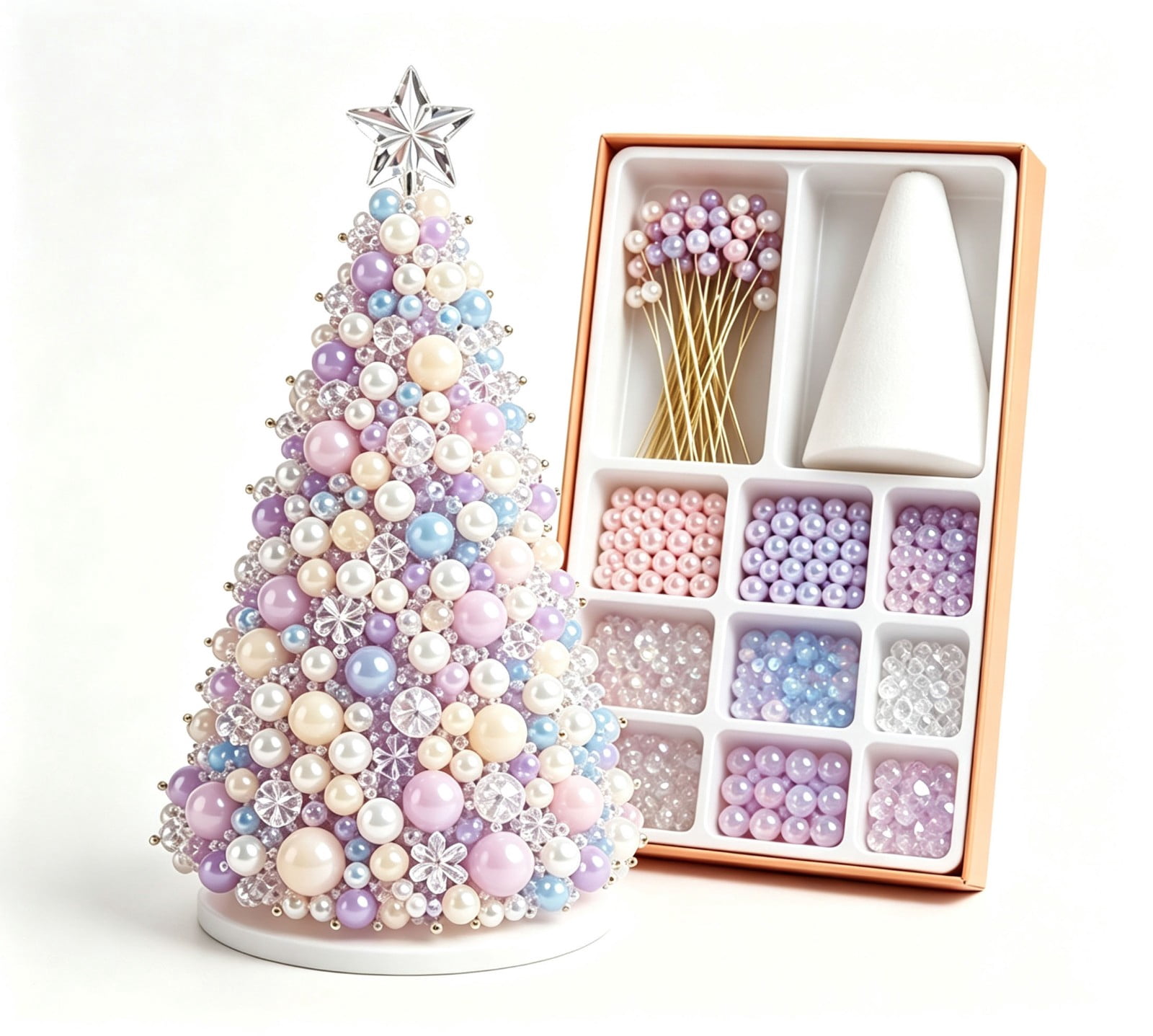 DIY Beaded Christmas Tree Kit Crystal Cone Craft, Handmade Bead Art ...