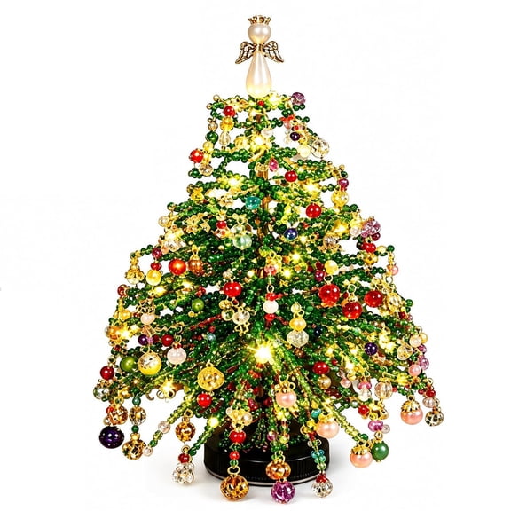 DIY Beaded Christmas Tree Kit, Crystal Holiday Craft Create A Sparkling Beaded Christmas Tree with Colorful Crystals