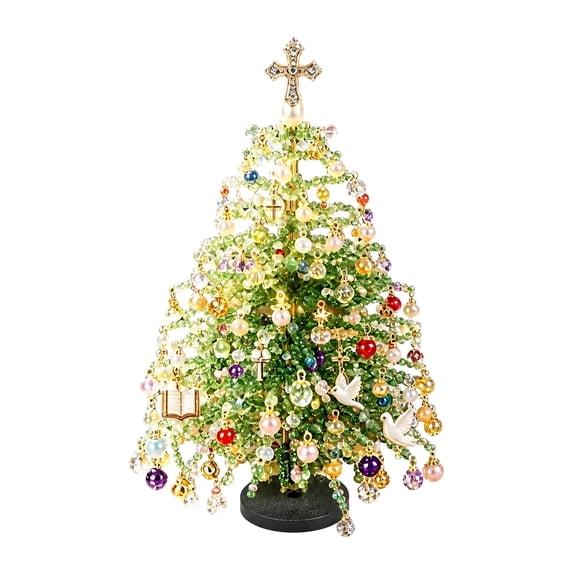 DIY Beaded Christmas Tree Kit, Crystal Holiday Craft Set for Adults with Ornament Charms, Tabletop Decor,A
