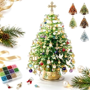 DIY Beaded Christmas Tree Kit,Handmade Mini Xmas Bead Art Craft Set,3D Crystal Bead Holiday Tree Making Project,Creative Tabletop Christmas Decoration,Relaxing DIY Activity and Festive Gift(#02)