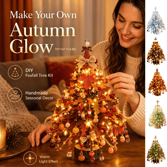 DIY Beaded Christmas Tree Kit, Make Your Own Sparkling Warm Light Tabletop Decoration, Handmade Holiday Beading Craft Set for Indoor Home Display & Creative Gift