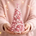 thumbnail image 1 of DIY Beaded Christmas Tree Kit, Sparkling Holiday Craft Set with Pearls, Crystals & Beads, Handmade Christmas Decoration for Adults, Pink, 1 of 5