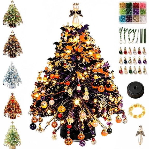 DIY Beaded Christmas Tree Making Kit, 3D Crystal Bead Tabletop Tree Craft Set, Holiday Tabletop Decor, Handmade Ornament Kit for Winter Home Decoration & Gift(Style A)