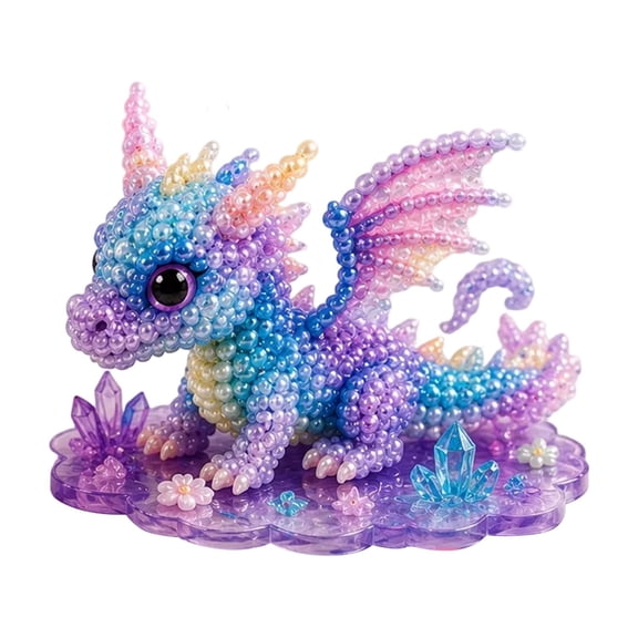 DIY Beaded Craft Kit Flying Dragon Theme Handmade 3D Figure with Full Beads Instructions for Fantasy Handmade Desktop Decor Gift