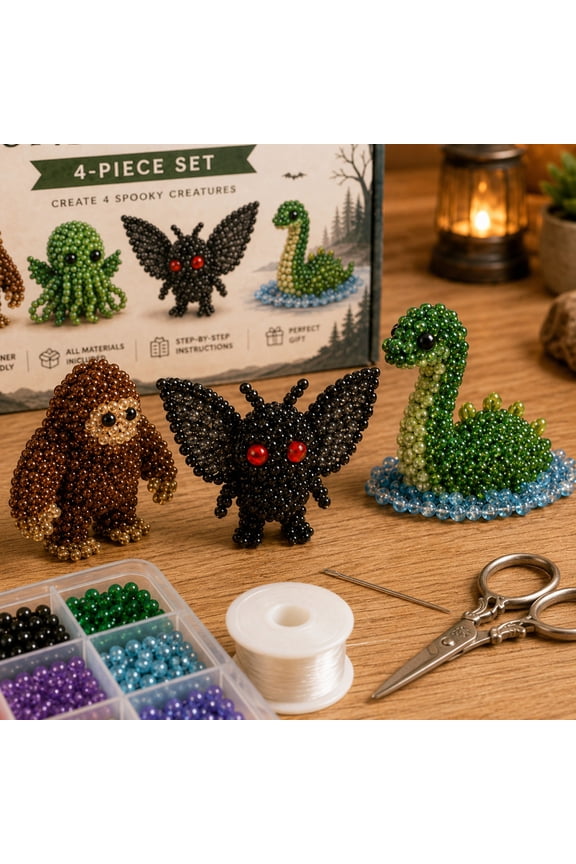 DIY Beaded Craft Kit, Pony Bead Animal Patterns for Keychain Making, Complete Fuse Bead Set for Adults and Teens, Elastic String and Beads Included