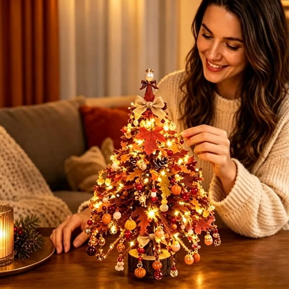 DIY Beaded Fall Decor Tree Kits, Crystal Home Decorations Craft Sets for Thanksgiving Haverst, Exquisite Birthday Festival Gifts for Family Friends (Fall)