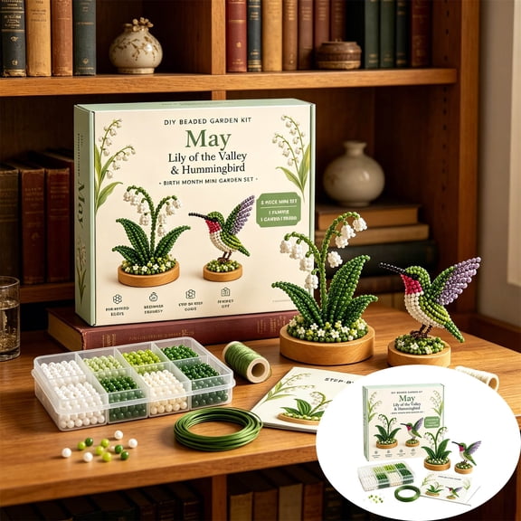DIY Beaded Garden Flower Kit Birth Month Craft Set Jewelry Making Kit, Beginner Friendly Bead Art Kit, Creative Handmade DIY Project For Adults Home Craft Hobby