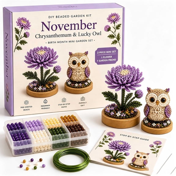 DIY Beaded Garden Kit - Friendly Kit With Step-by-Step Guide Handmade Tabletop Decor For Adults