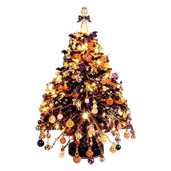 DIY Beaded Halloween Tree Kit, Crystal Holiday Craft Set for Adults with Ornament Charms , Tabletop Decor,C