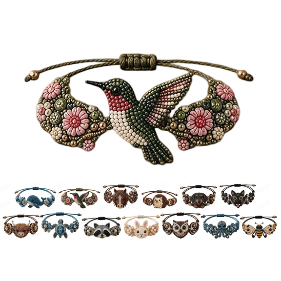 DIY Beaded Hummingbird Bracelet Making Kit, Beginner Friendly Beaded Bracelet Craft, Adjustable Drawstring Bracelet Making Kit for DIY Jewelry Lovers
