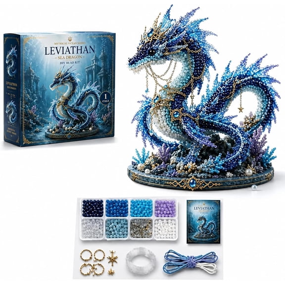 DIY Beaded Mythical Creatures Craft Kit, Ocean & Fantasy Animal Set , Creative Handmade 3D Bead Building Kit for Kids & Adults, Desktop Decoration Gift Set(Dragon)