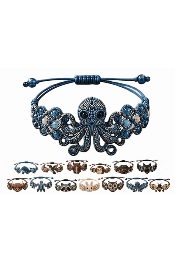 DIY Beaded Octopus Bracelet Making Kit, Animal Themed Beaded Bracelet Craft Set, Adjustable Woven Handmade Bracelet Making Kit for Adults Beginners