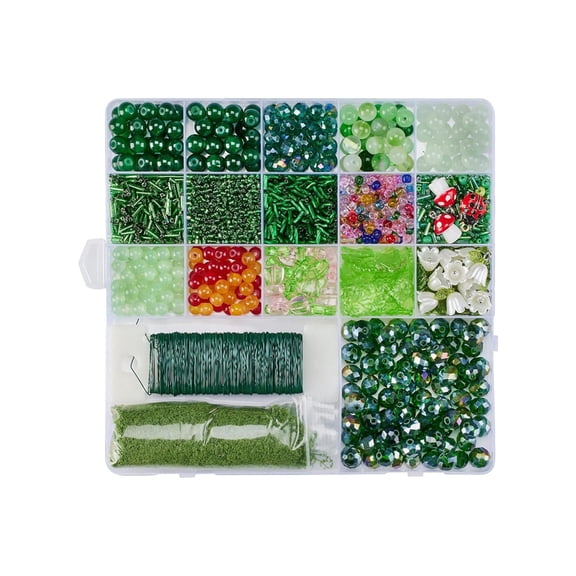 DIY Beaded Plant Kit, Forever Green Glass Beads Craft Kit with Video Tutorial, Leaf Flower Waterdrop Beads & Metal Wire Set for Handmade Beaded Plant Suncatcher Jewelry Making Home Desktop Decor Gift