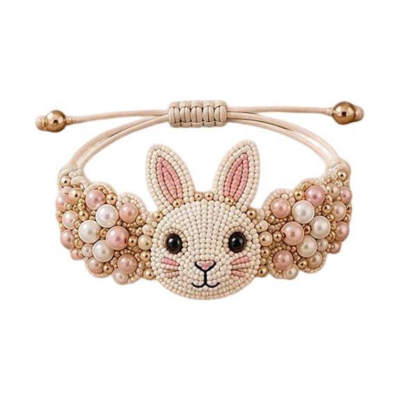 DIY Beaded Rabbit Bracelet Making Kit, Colorful Seed Bead Animal Bracelet Kit, Woven Adjustable Bracelet Making Set for DIY Art Craft Project