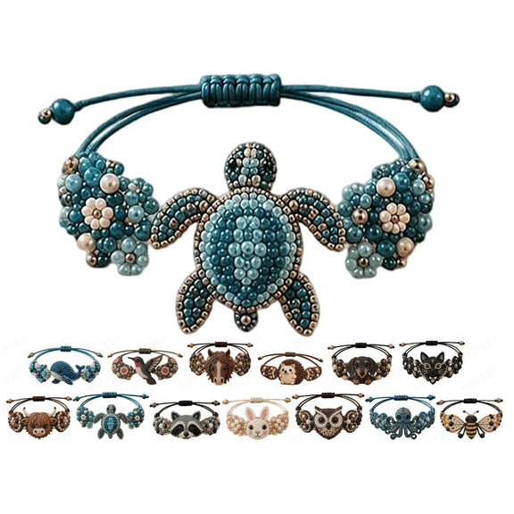 DIY Beaded Sea Turtle Bracelet Making Kit, Animal Themed Beaded Bracelet Craft Set, Adjustable Woven Handmade Bracelet Making Kit for Adults Beginners