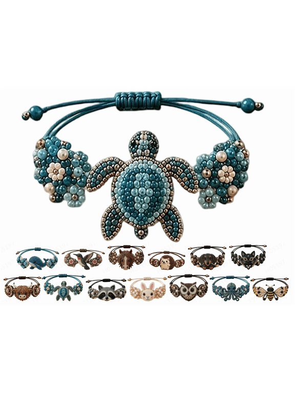 DIY Beaded Sea Turtle Bracelet Making Kit, Beginner Friendly Beaded Bracelet Craft, Adjustable Drawstring Bracelet Making Kit for DIY Jewelry Lovers