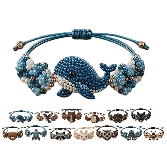 DIY Beaded Whale Bracelet Making Kit, Natural Style Animal Bead Bracelet Kit, Durable Woven Bracelet Making Craft Set for Daily Wear Gift Giving