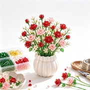 DIY Beaded Wildflower Bouquet Kit   Handmade Crystal-Style Flower Craft Set with Beads, Flexible Wire and Bonsai Pot for Home Decor and DIY Projects