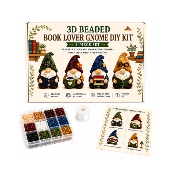 DIY Beading Craft Kit, Dwarf Figurine Making Set with Multicolor Plastic Beads, Creative Family Bonding Activity, D