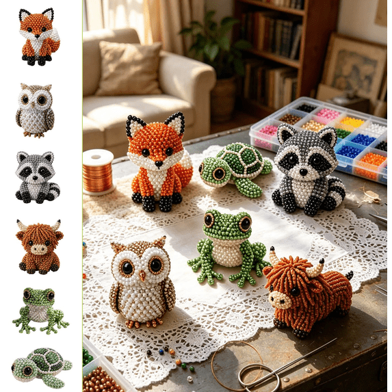 DIY Beading Kit for Adults, 3d Beaded Animal Kit, Key Chain Making Kits, Cute Animal Beads, Beaded Animal Kits For Handmade Jewelry Art Craft, Creative Diy Projects
