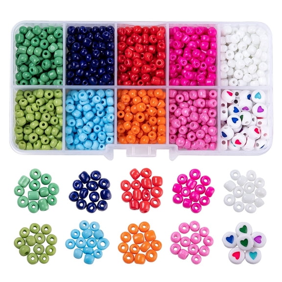 DIY Beads Jewelry Making Finding Kit Including Opaque & Baking Paint Glass Seed Beads Heart Pattern Acrylic Beads Mixed Color 945pcs/box