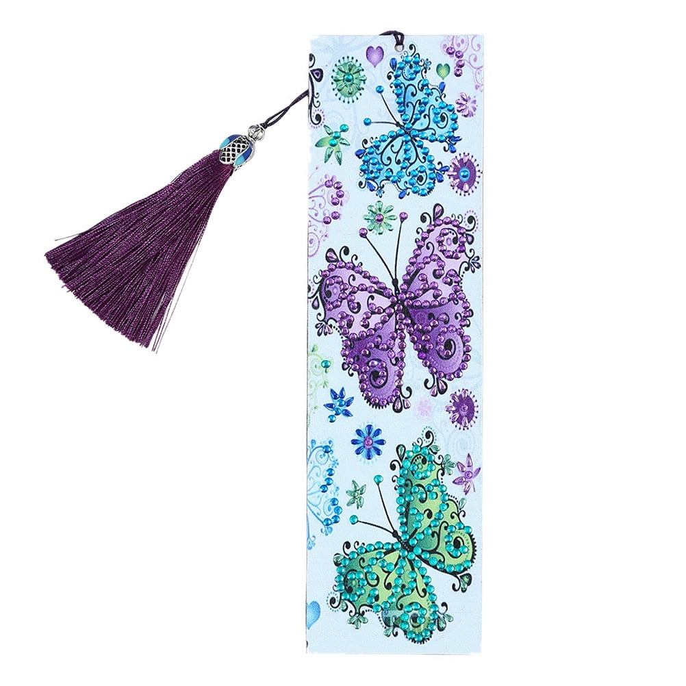 DIY Beads Painting Book Page Mark Full Drill Handmade Bookmark with