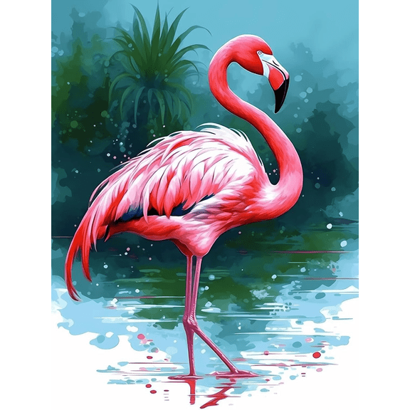 DIY Beautiful Flamingo Diamond Painting 12x16 Inch, Full Round Drill Kits Mosaic Art for Adults Relax & Home Wall Decor Festival Gift 03