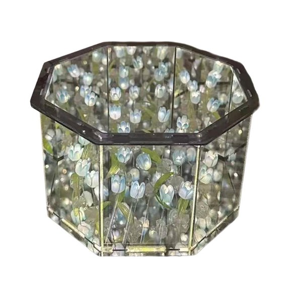 DIY Bedroom Night Light Cube Flower Mirror Lamp Supplies Handmade Craft Project