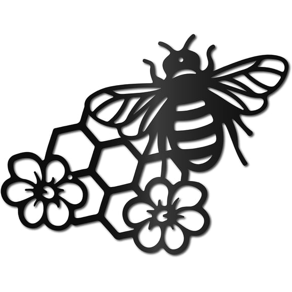 DIY Bees Metal Wall Art Decor Black Honey Wall Hanging Ornament Iron Wire Wall Art Flower Sculpture Decoration Sign Minimalist Wall Decor 12 x 9Inch Mixed Color DIY