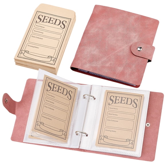 DIY Binder Kits including PU Leather Book Covers Paper Pocket and PVC Insert Pages Salmon 148x140x27mm