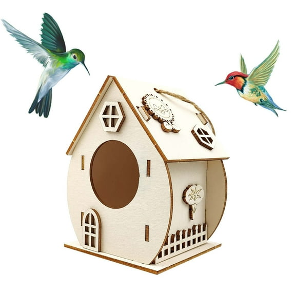 DIY Bird House Craft Kit for Kids - DIY Bird House Kit Painting Puzzle DIY Wooden Bird House Children's DIY Bird House Wooden Bird Hanger Outdoor Rope Bird Cage 3ML Clearance