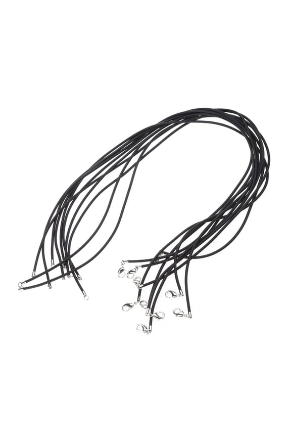 DIY Black Necklace Rope Cord Rubber with Clasp 10x Jewelry Necklace String Chain