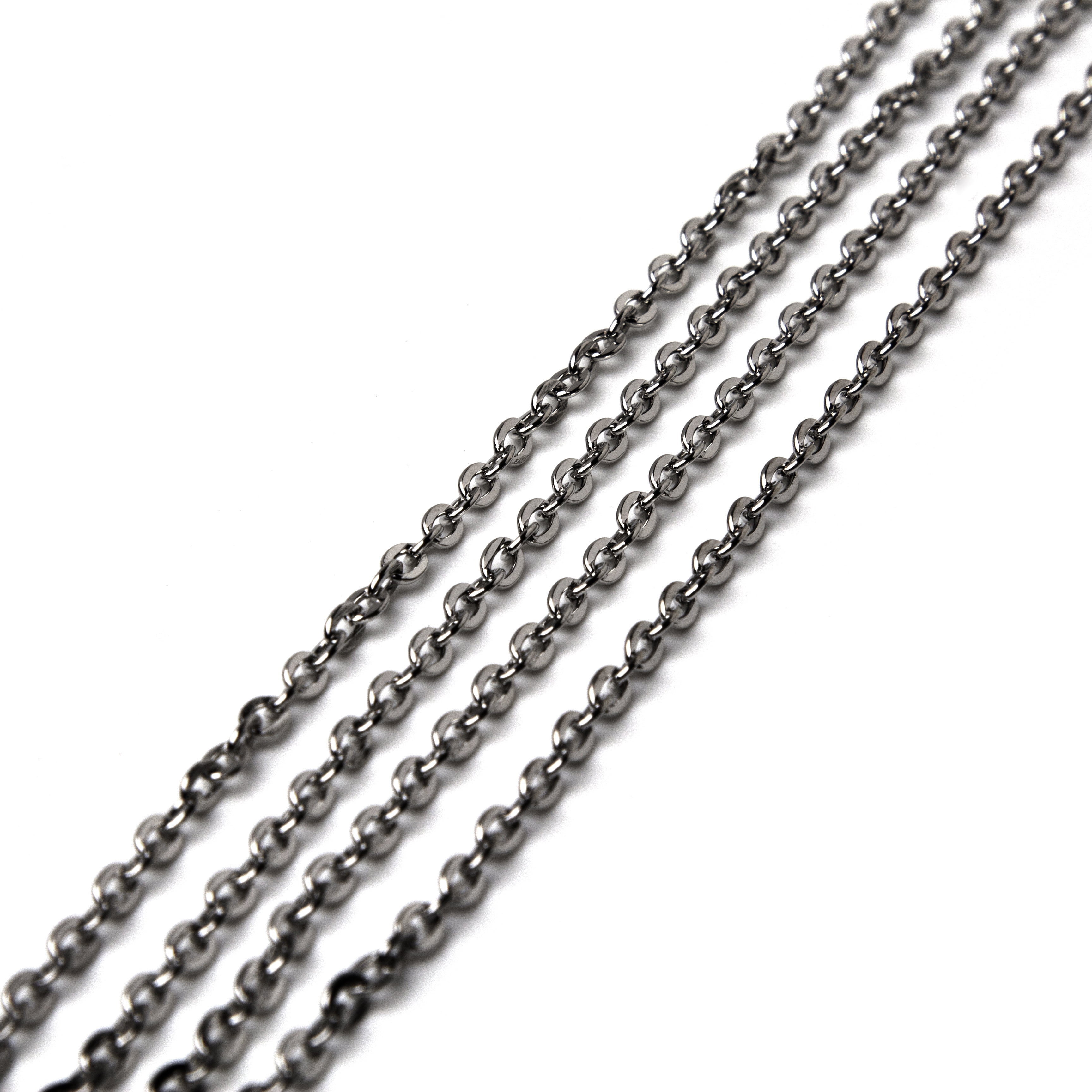 DIY Black and Gray 90in Small Oval Link Chain, Gunmetal Finish