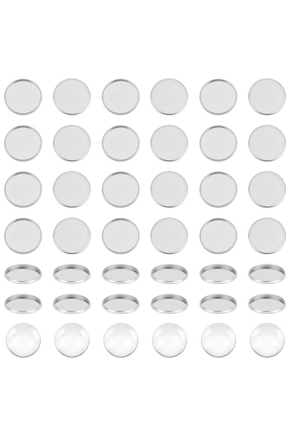DIY Blank Dome 304 Stainless Steel Cabochon Making Kits Stainless Steel Color Cabochon Settings: 19.5x1.5mm 50pcs DIY