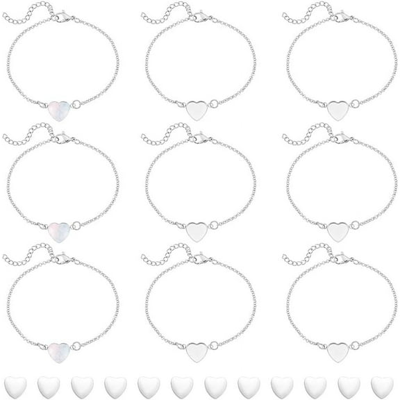 DIY Blank Heart 304 Stainless Steel Link Bracelet Making Kit Stainless Steel Color Bracelet Making: 7.32 inch(18.6cm)