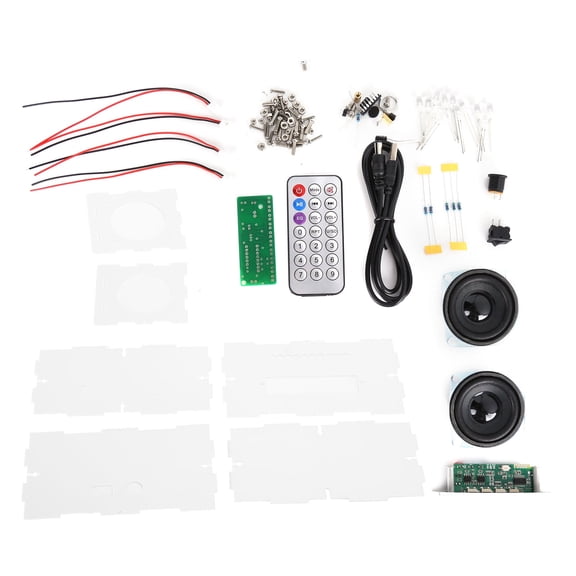 DIY Bluetooth Speaker Box Kit with Voice Control LED Light Dual 3W Speakers Small Electronic Sound Amplifier Assembly Set (8.26 x 5.90 x 1.57 inches / 21 x 15 x 4 cm)