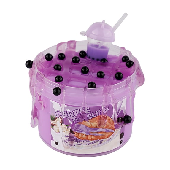 Non-Sticky Crystal Boba Slime | Clear Glossy Texture with Simulation Milk Tea Cup and Pearls Charms | Sensory Stress Relief Toy for Party Favors and Gifts