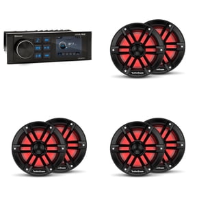 DIY Boat Stereo Replacement Kit Alpine UTE-M701 Marine Media Receiver & (3 Pair) Rockford Fosgate M1-65B 6.5" LED Marine Speakers for Fishing & Pontoon Boats