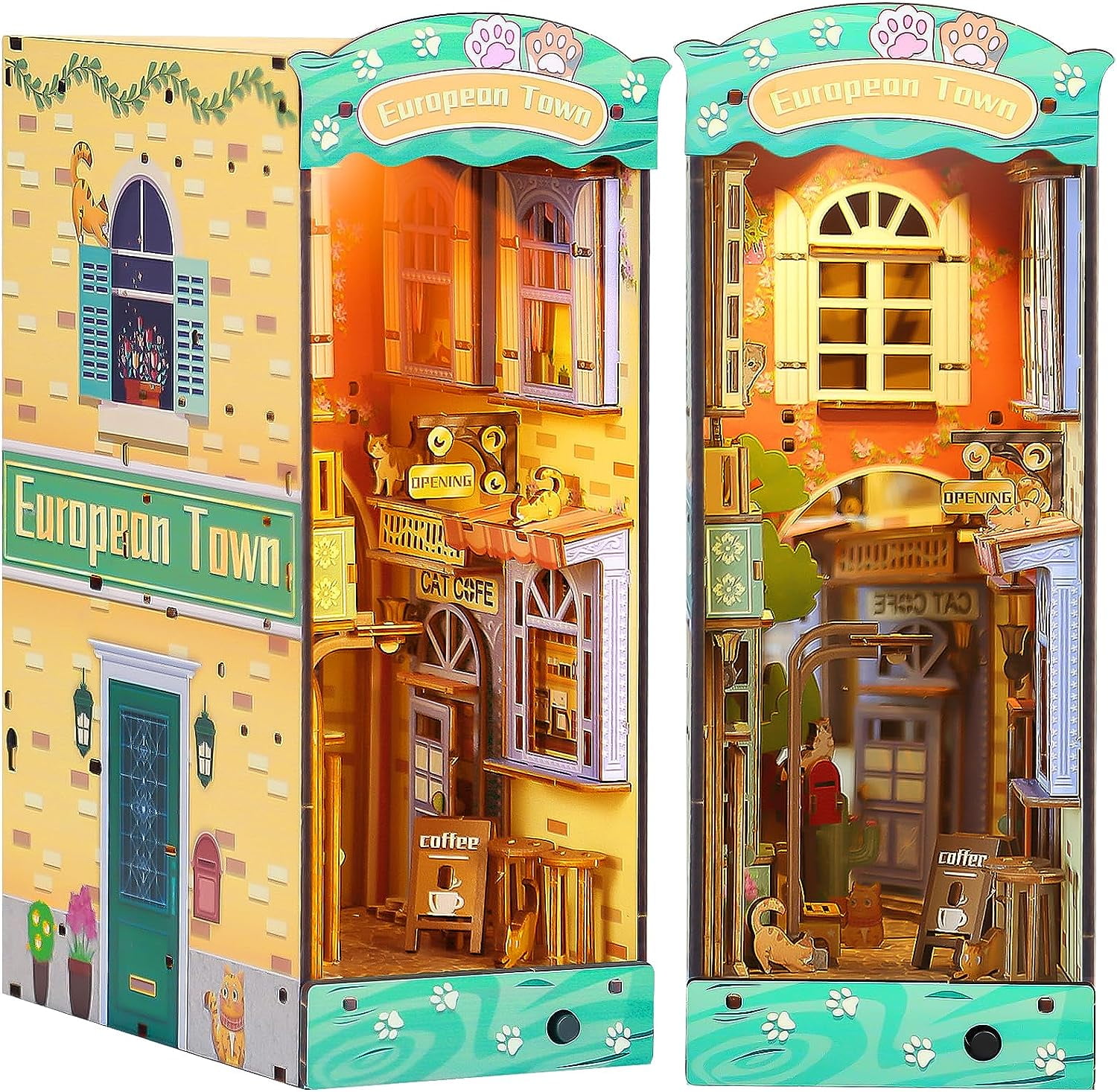 DIY Book Nook Kit 3D Wooden Puzzle Bookend Miniature Dollhouse