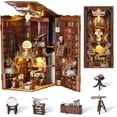 thumbnail image 1 of DIY Book Nook Kit, DIY Miniature Dollhouse Booknook Kit, 3D Wooden Puzzle Bookend Bookshelf Insert Decor with LED Light for Teens and Adults (Beyond Library), 1 of 7